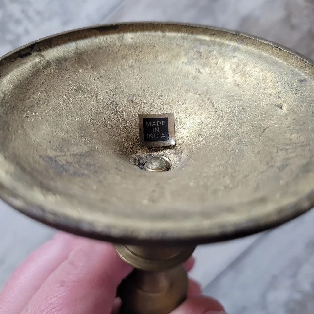 Ornate Vintage Brass Triple‎ Candle Holder | French Country Victorian Decor